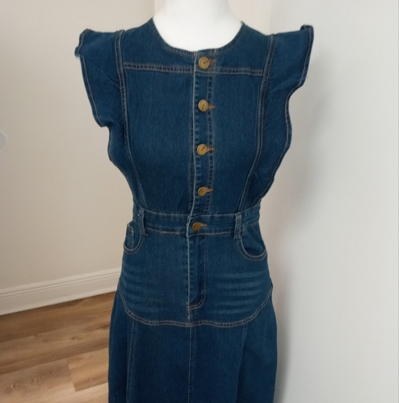 Women's Denim Button-Down Dress - Picture 1 of 11